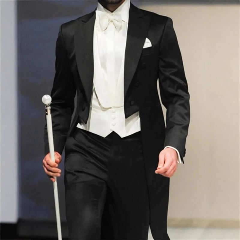 Slim-fit formalni tailcoat s špicastim ovratnikom, jedno dugme, smjesa vlakana od poliester, ljetno nošenje, za bankete i scenske nastupe, džepni ukrasi