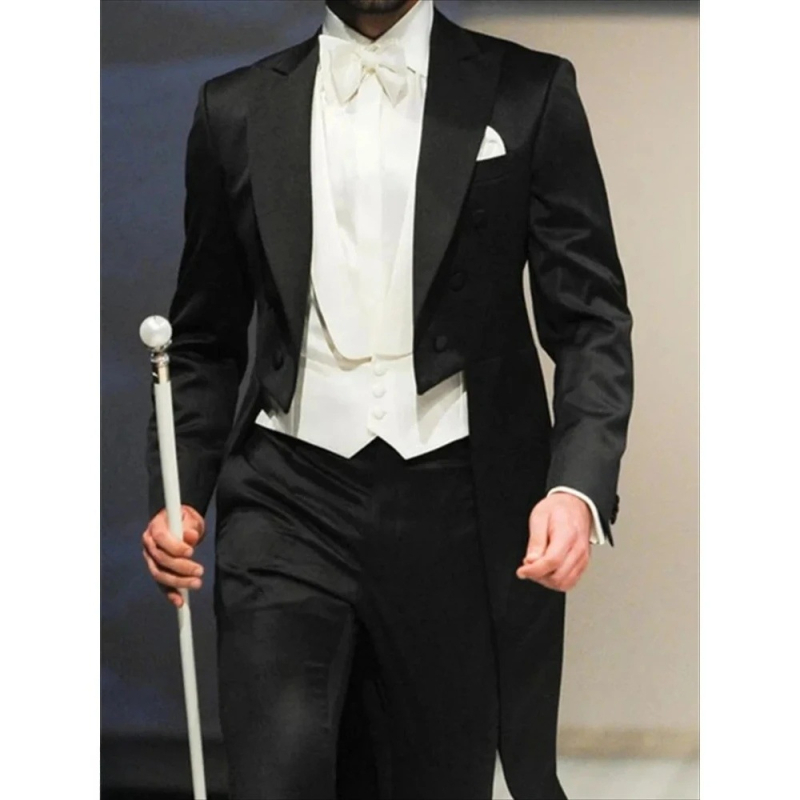Slim-fit formalni tailcoat s špicastim ovratnikom, jedno dugme, smjesa vlakana od poliester, ljetno nošenje, za bankete i scenske nastupe, džepni ukrasi