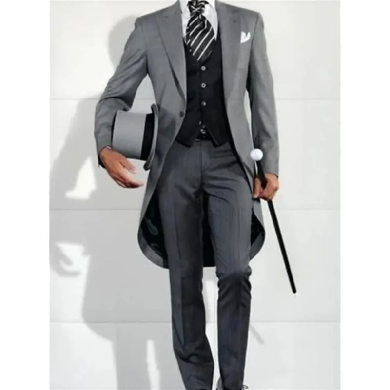 Slim-fit formalni tailcoat s špicastim ovratnikom, jedno dugme, smjesa vlakana od poliester, ljetno nošenje, za bankete i scenske nastupe, džepni ukrasi