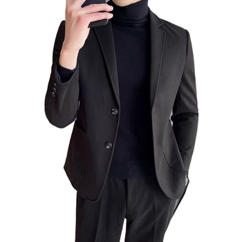 Muški slim-fit sako od korduroja s dodatkom lana, jednoredo s dvjema kopčama, zimsko sako