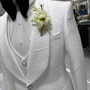 Férfi 3 részes slim-fit öltöny szett, 70% acetát rost keverék, minden évszakban, bankett eseményre