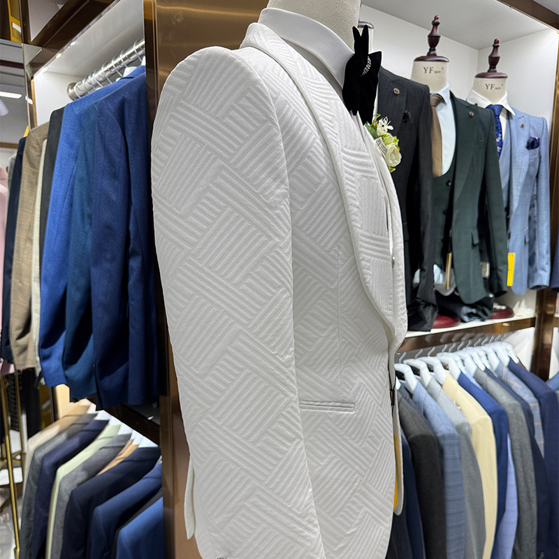 Férfi 3 részes slim-fit öltöny szett, 70% acetát rost keverék, minden évszakban, bankett eseményre