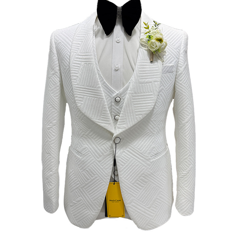 Férfi 3 részes slim-fit öltöny szett, 70% acetát rost keverék, minden évszakban, bankett eseményre