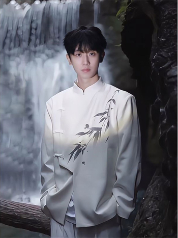 Férfi Zhongshan-stílusú lenvászon zakó álló gallérral, karcsúsított fazon, tavasz 2025