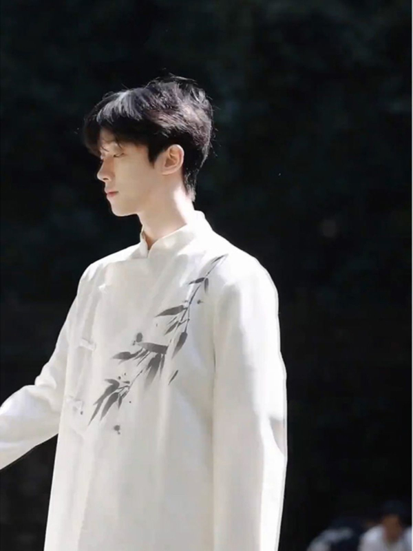 Férfi Zhongshan-stílusú lenvászon zakó álló gallérral, karcsúsított fazon, tavasz 2025