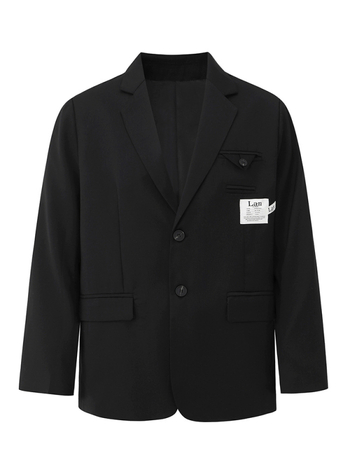 Férfiaknak laza zakó, sima gallér, előn kétgombos zárás, poliészter-viszkóz keverék 80/20, középső hátsó hasítás