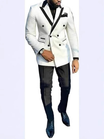 Kétszárnyas öltöny két részből, Slim fit, notch gallér, 6 gombos kétsoros, anyaga 30% pamutot tartalmazó keverék