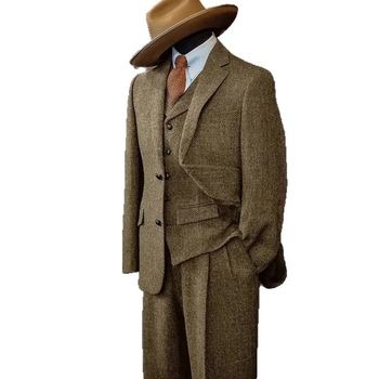 Muško trodijelno odijelo, uskog kroja, s jednim gumbom, poliester tkanina, poslovni casual stil