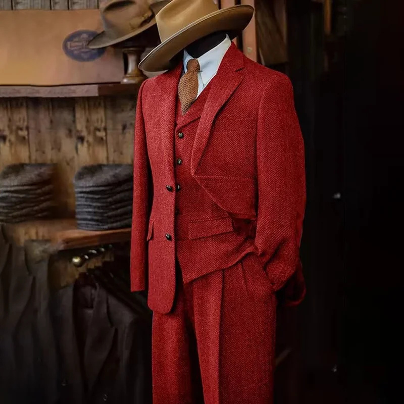 Muško trodijelno odijelo, uskog kroja, s jednim gumbom, poliester tkanina, poslovni casual stil