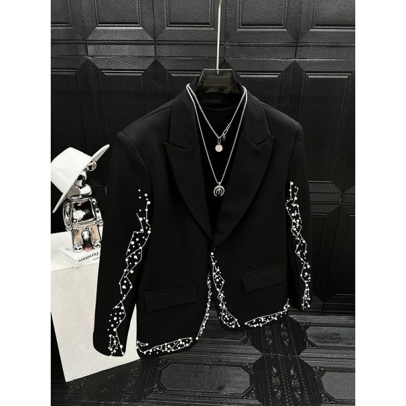 Casual dvodijelni sako i hlače s bisernom izvezom, korejskog stila, Slim-Fit, korduroj i lan