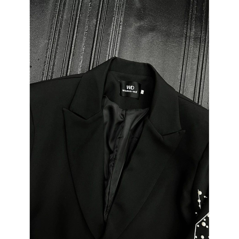 Casual dvodijelni sako i hlače s bisernom izvezom, korejskog stila, Slim-Fit, korduroj i lan