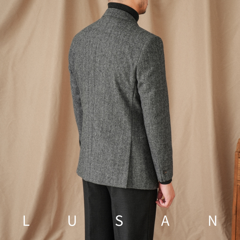 Muško odijelo Slim Fit od vune, uzorak herringbone, plosni rever, jednoredno, jesen 2025