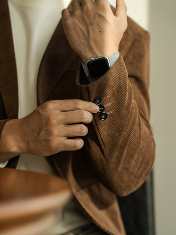 Corduroy muško sako, slim-fit, s dva gumba u jednoj liniji, jesen, poslovno-ležerni stil, 100% poliester