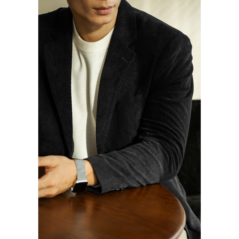 Corduroy muško sako, slim-fit, s dva gumba u jednoj liniji, jesen, poslovno-ležerni stil, 100% poliester