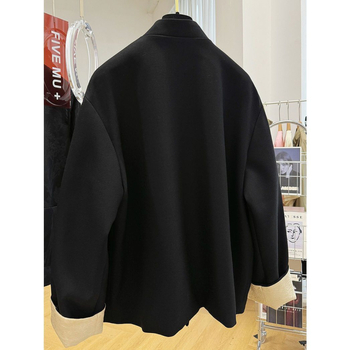 Férfi öltönyzakó etnikus stílusban, álló gallér, dupla gombolás, karcsú szabás, poliészter, őszi 2024