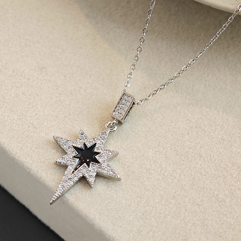 Ogrlica s klavikijskim lancem i geometrijskim privjeskom u obliku zvijezda-leptir, od nehrđajućeg čelika, višeslojni dizajn, privjesak od bakra, elektroplatina