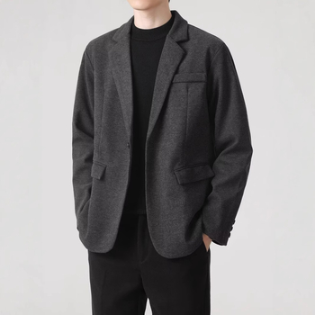 Férfi Corduroy pamut Slim-Fit zakó, Flat Lapel, Single-Breasted, Center Back Slit, Tavasz 2025