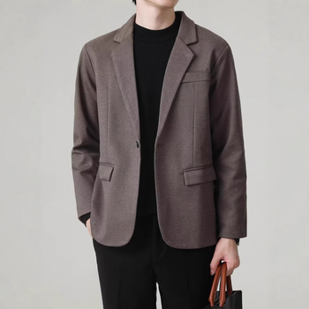 Férfi Corduroy pamut Slim-Fit zakó, Flat Lapel, Single-Breasted, Center Back Slit, Tavasz 2025