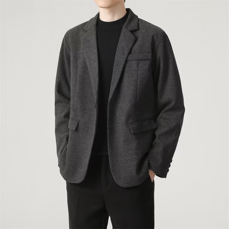 Férfi Corduroy pamut Slim-Fit zakó, Flat Lapel, Single-Breasted, Center Back Slit, Tavasz 2025
