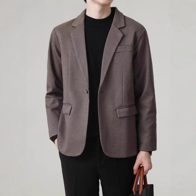 Férfi Corduroy pamut Slim-Fit zakó, Flat Lapel, Single-Breasted, Center Back Slit, Tavasz 2025