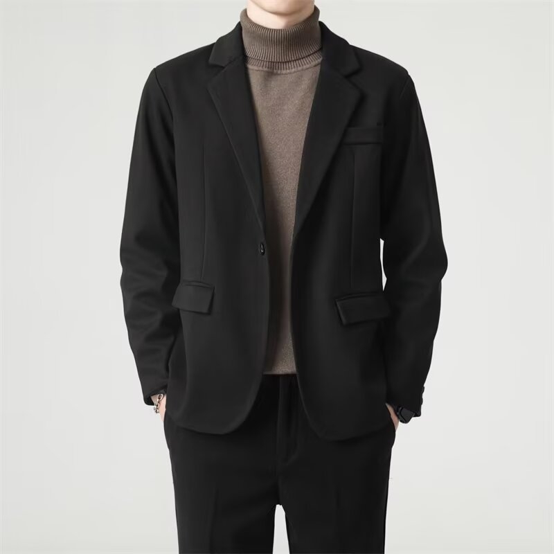 Férfi Corduroy pamut Slim-Fit zakó, Flat Lapel, Single-Breasted, Center Back Slit, Tavasz 2025