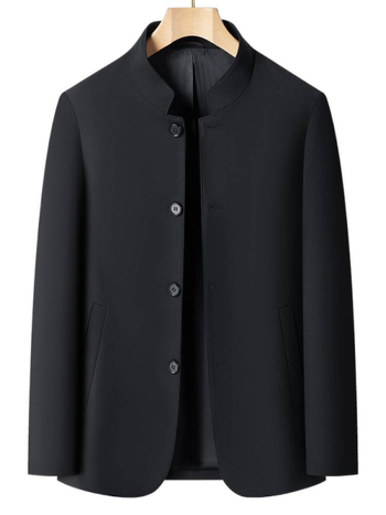 Férfi Zhongshan-stílusú mandarin galléros kabát, pamut anyag, egyenes szabás, közepes vastagság, mindennapi viselet, 2025 ősz kiadás