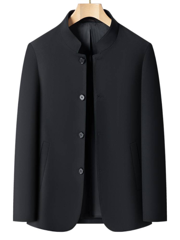 Férfi Zhongshan-stílusú mandarin galléros kabát, pamut anyag, egyenes szabás, közepes vastagság, mindennapi viselet, 2025 ősz kiadás