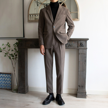 Koreai stílusú laza szabású casual zakó, poliészter, rever gallér, hosszú ujjú, normál hosszúság