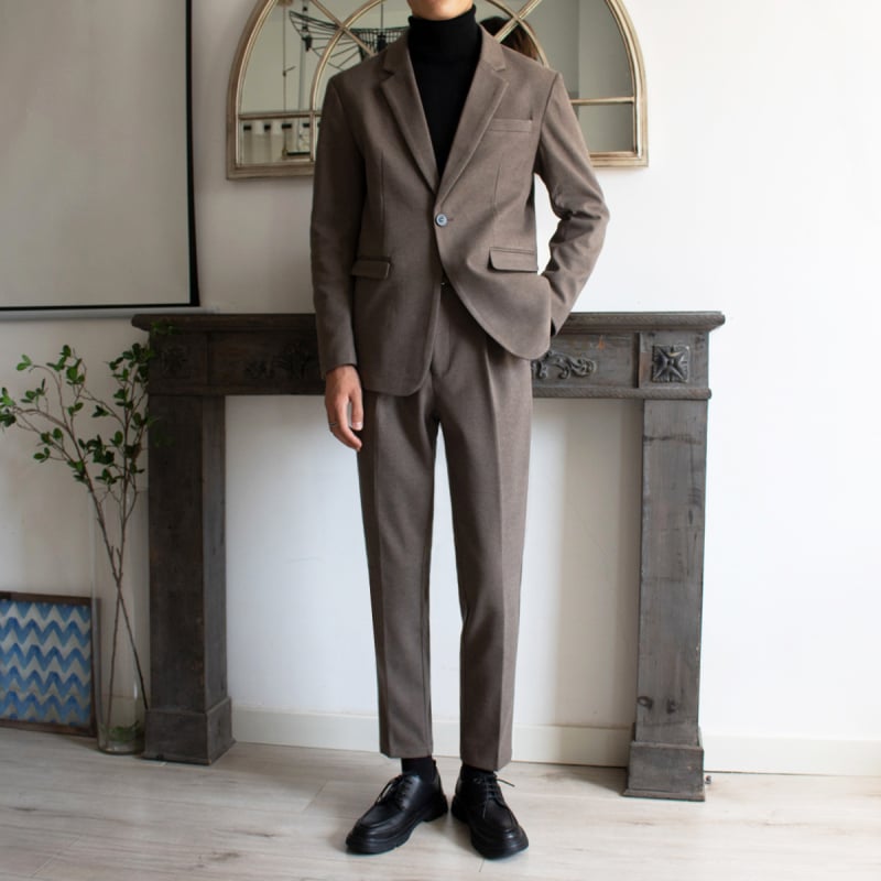 Koreai stílusú laza szabású casual zakó, poliészter, rever gallér, hosszú ujjú, normál hosszúság