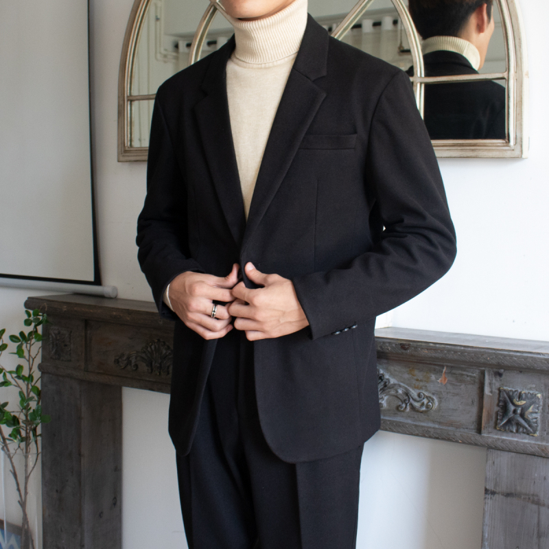 Koreai stílusú laza szabású casual zakó, poliészter, rever gallér, hosszú ujjú, normál hosszúság