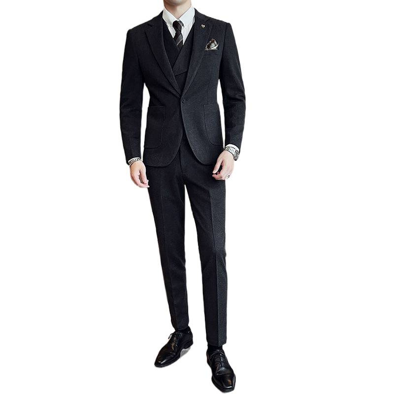 Muško odijelo u korejskom stilu, uski kroj za jesen-zimu, pogodno za svadbe, moderan i elegantan.