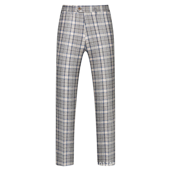 Muški trodjelni kostim, karirani uzorak, slim fit, tkanina od mješavine kemijskih vlakana i viskoze, prednja placka s dva gumba, bočne šavove