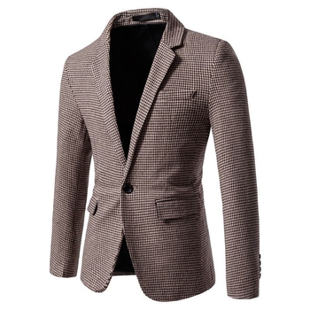 Muško karirano sako na jedno dugme, slim fit, jesen-zima, tkanina od pamuka i acetata