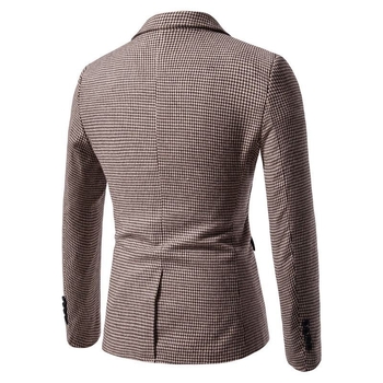Muško karirano sako na jedno dugme, slim fit, jesen-zima, tkanina od pamuka i acetata