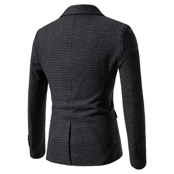 Muško karirano sako na jedno dugme, slim fit, jesen-zima, tkanina od pamuka i acetata