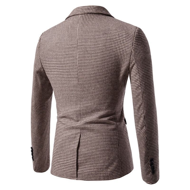 Muško karirano sako na jedno dugme, slim fit, jesen-zima, tkanina od pamuka i acetata