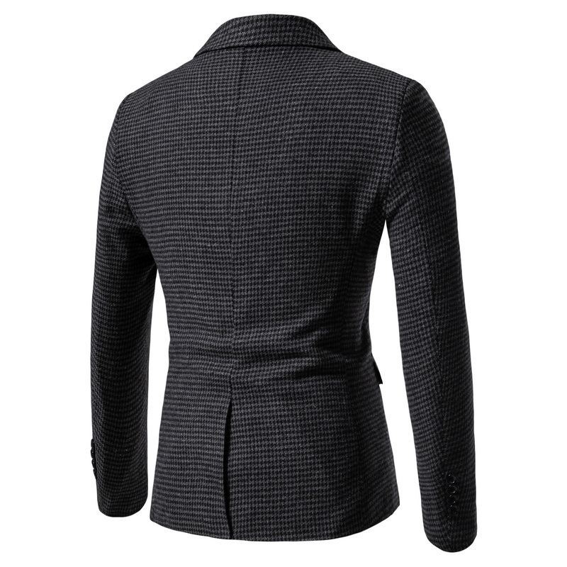 Muško karirano sako na jedno dugme, slim fit, jesen-zima, tkanina od pamuka i acetata