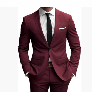 Muški dvodijelni sako i hlače, Slim-Fit, pamuk-viskozna smjesa, ravni rever, prednje kopčanje na jedno dugme, središnji stražnji otvor