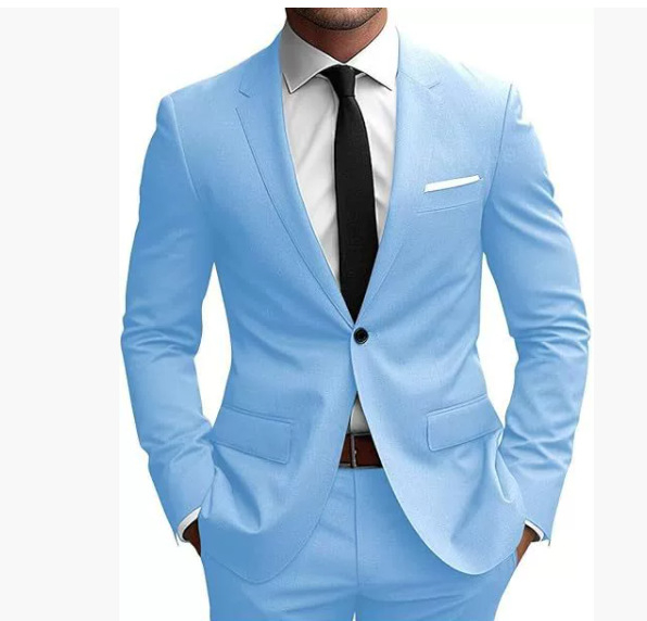 Muški dvodijelni sako i hlače, Slim-Fit, pamuk-viskozna smjesa, ravni rever, prednje kopčanje na jedno dugme, središnji stražnji otvor
