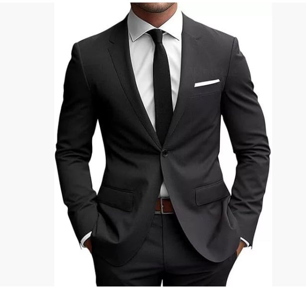Muški dvodijelni sako i hlače, Slim-Fit, pamuk-viskozna smjesa, ravni rever, prednje kopčanje na jedno dugme, središnji stražnji otvor