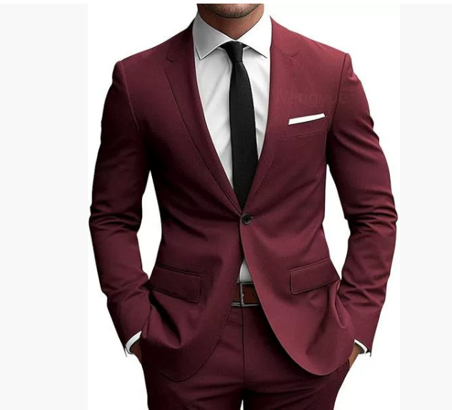 Muški dvodijelni sako i hlače, Slim-Fit, pamuk-viskozna smjesa, ravni rever, prednje kopčanje na jedno dugme, središnji stražnji otvor