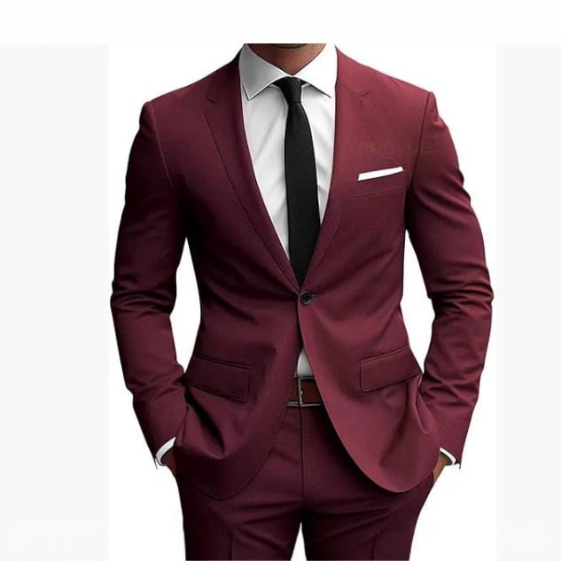 Muški dvodijelni sako i hlače, Slim-Fit, pamuk-viskozna smjesa, ravni rever, prednje kopčanje na jedno dugme, središnji stražnji otvor