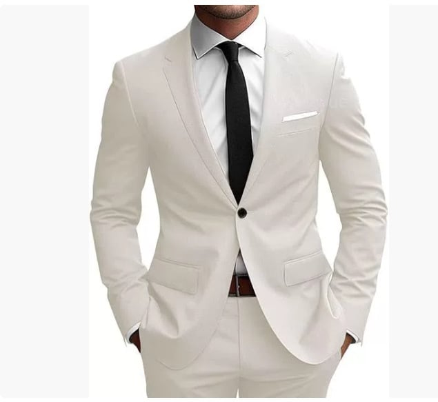 Muški dvodijelni sako i hlače, Slim-Fit, pamuk-viskozna smjesa, ravni rever, prednje kopčanje na jedno dugme, središnji stražnji otvor