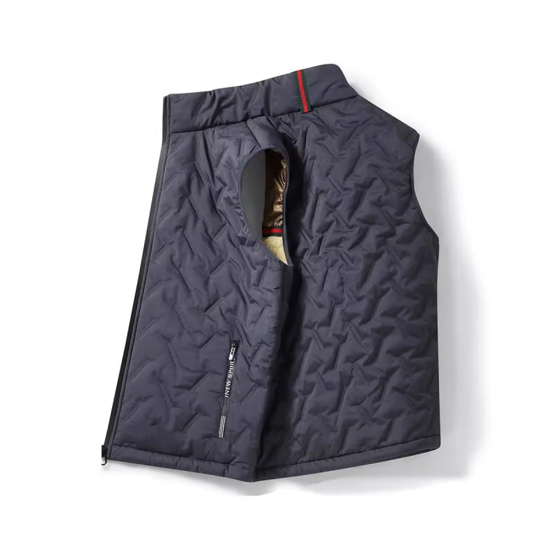 Muška flis vesta s stojećim ovratnikom, prednji zatvarač, poliester smjesa, zimski uski kroj