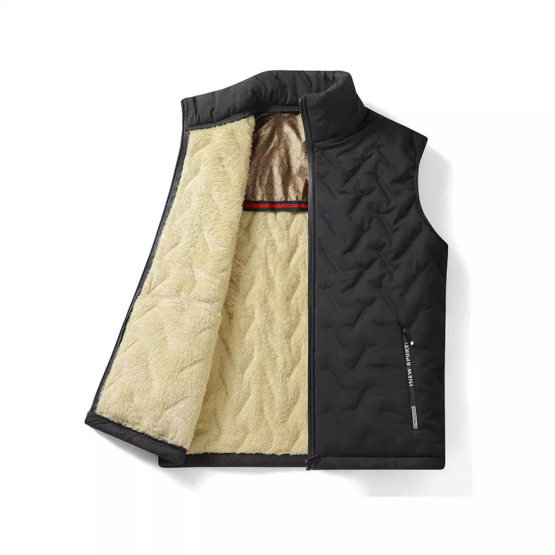 Muška flis vesta s stojećim ovratnikom, prednji zatvarač, poliester smjesa, zimski uski kroj