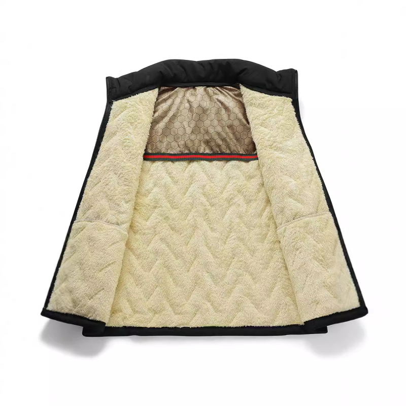 Muška flis vesta s stojećim ovratnikom, prednji zatvarač, poliester smjesa, zimski uski kroj