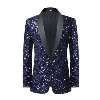 Muško formalno sako Slim Fit, jedno dugme, šal-gol, za plesne nastupe na pozornici, četiri sezone, 90% acetatnih vlakana