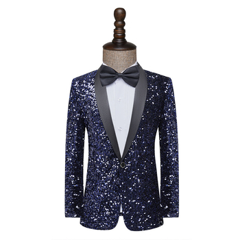 Muško formalno sako Slim Fit, jedno dugme, šal-gol, za plesne nastupe na pozornici, četiri sezone, 90% acetatnih vlakana