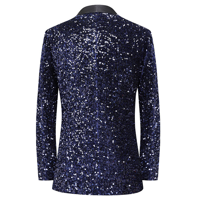 Muško formalno sako Slim Fit, jedno dugme, šal-gol, za plesne nastupe na pozornici, četiri sezone, 90% acetatnih vlakana