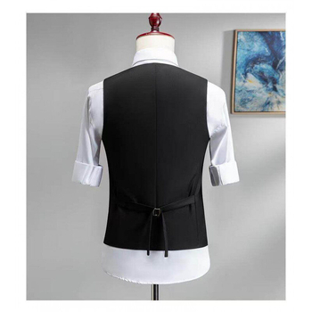 Muška vesta za sako - uski kroj, V-izrez, dvostruko kopčanje, četiri godišnja doba, poliester smjesa